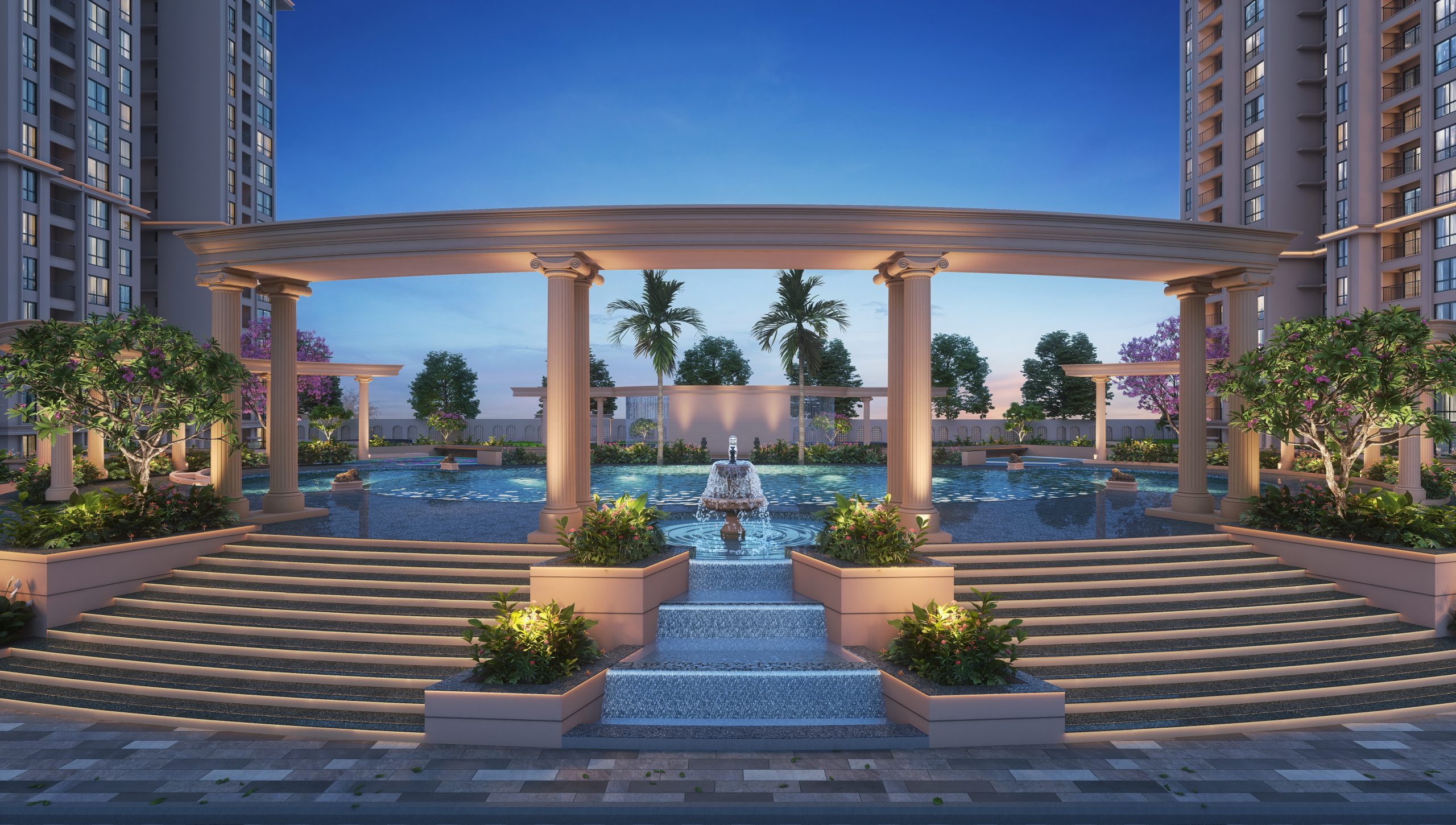 swmming pool night view